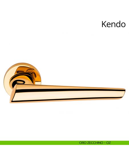 Maniglia per porta interna Kendo Linea Calì rosetta tonda bassa oro zecchino
