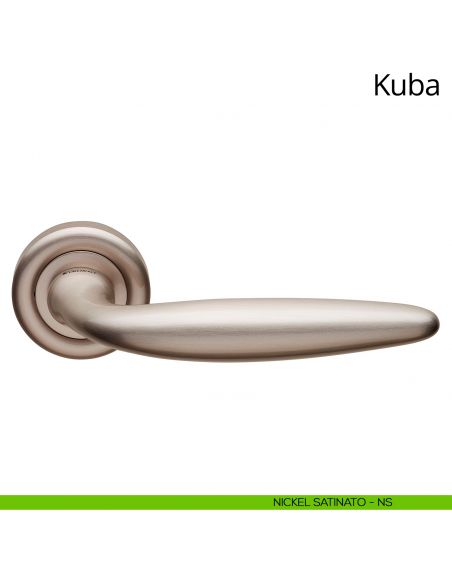 Maniglia per porta interna Kuba Linea Calì con rosetta tonda nickel satinato
