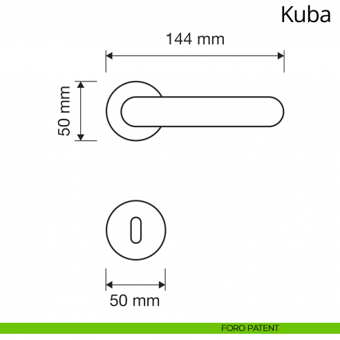 Maniglia per porta interna Kuba Linea Calì con rosetta tonda foro patent