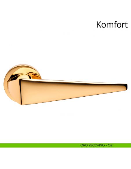 Maniglia per porta interna Komfort Linea Calì rosetta tonda bassa oro zecchino
