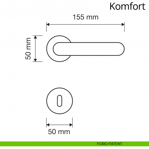 Maniglia per porta interna Komfort Linea Calì rosetta tonda bassa foro patent