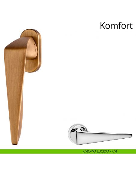 Maniglia per finestra martellina DK Komfort Linea Calì cromo lucido