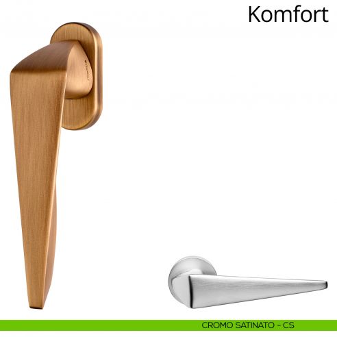 Maniglia per finestra martellina DK Komfort Linea Calì cromo satinato