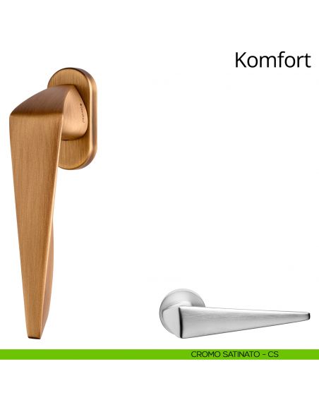 Maniglia per finestra martellina DK Komfort Linea Calì cromo satinato