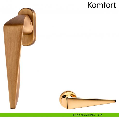 Maniglia per finestra martellina DK Komfort Linea Calì oro zecchino