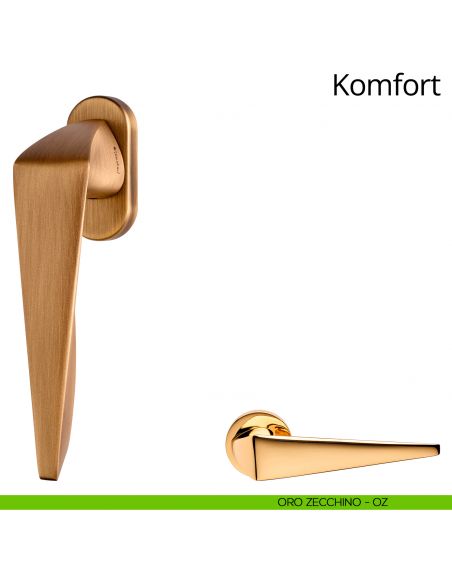Maniglia per finestra martellina DK Komfort Linea Calì oro zecchino