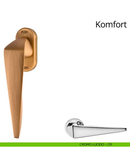 Maniglia per finestra martellina DK antintrusione Komfort Linea Calì cromo lucido