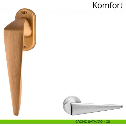 Maniglia per finestra martellina DK antintrusione Komfort Linea Calì cromo satinato