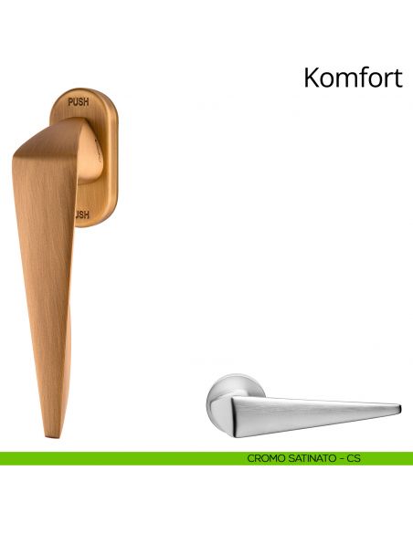 Maniglia per finestra martellina DK antintrusione Komfort Linea Calì cromo satinato