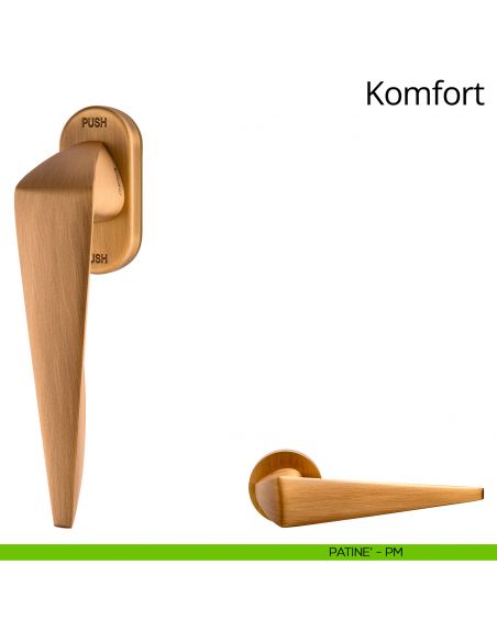 Maniglia per finestra martellina DK antintrusione Komfort Linea Calì patinè