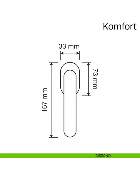 Maniglia per finestra martellina DK antintrusione Komfort Linea Calì disegno