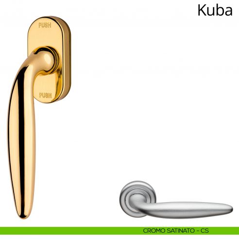 Maniglia per finestra martellina DK antintrusione Kuba Linea Calì cromo satinato