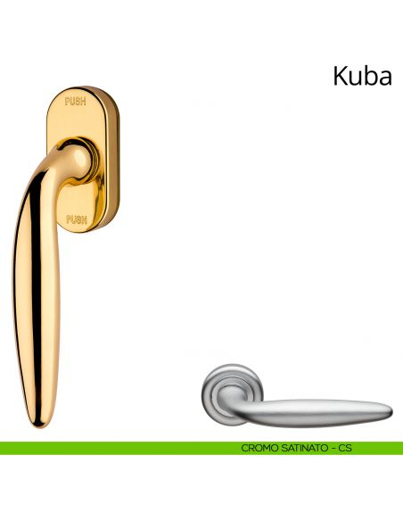 Maniglia per finestra martellina DK antintrusione Kuba Linea Calì cromo satinato