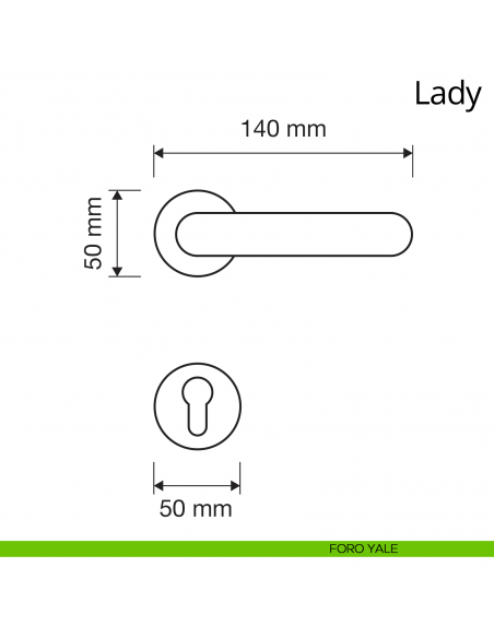 Maniglia per porta interna Lady Linea Calì rosetta tonda foro yale