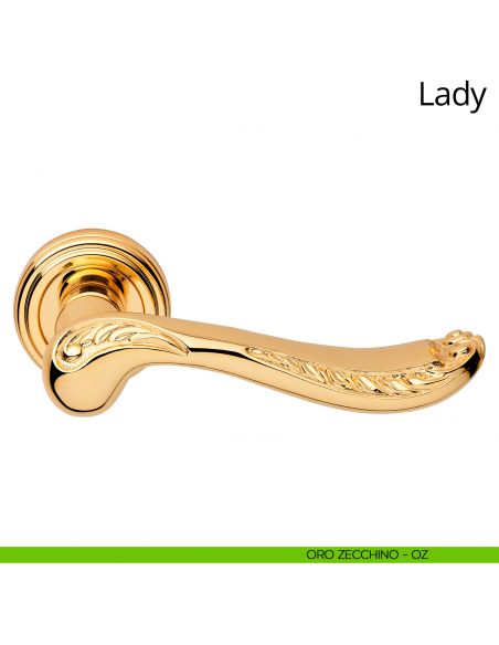 Maniglia per porta interna Lady Linea Calì rosetta tonda oro zecchino