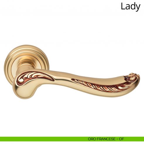 Maniglia per porta interna Lady Linea Calì rosetta tonda oro francese