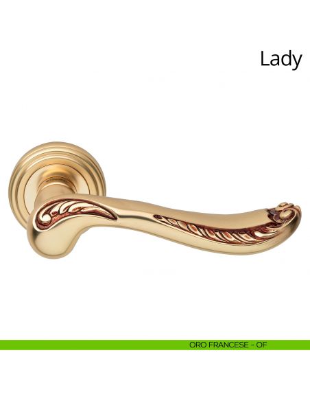 Maniglia per porta interna Lady Linea Calì rosetta tonda oro francese