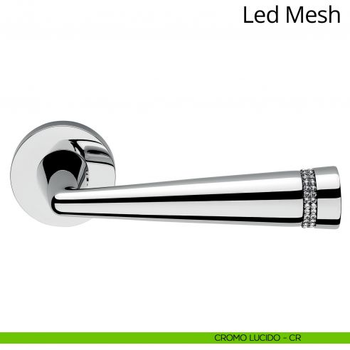 Maniglia Swarovski per porta interna Led Mesh Linea Calì rosetta tonda tradizionale cromo lucido