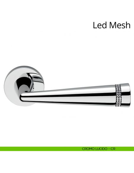 Maniglia Swarovski per porta interna Led Mesh Linea Calì rosetta tonda tradizionale cromo lucido
