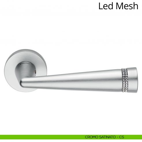 Maniglia Swarovski per porta interna Led Mesh Linea Calì rosetta tonda tradizionale cromo satinato