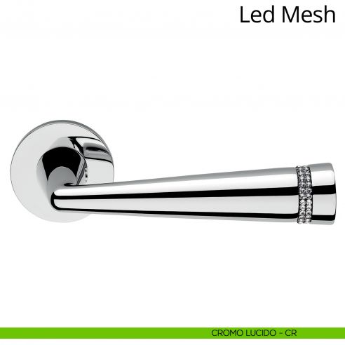 Maniglia Swarovski per porta interna Led Mesh Linea Calì rosetta tonda bassa cromo lucido