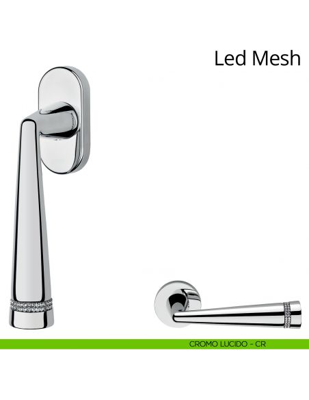 Maniglia Swarovski per finestra martellina DK Led Mesh Linea Calì cromo lucido
