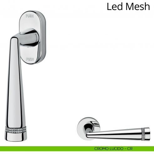 Maniglia Swarovski per finestra martellina DK antintrusione Led Mesh Linea Calì cromo lucido