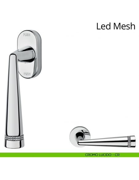 Maniglia Swarovski per finestra martellina DK antintrusione Led Mesh Linea Calì cromo lucido