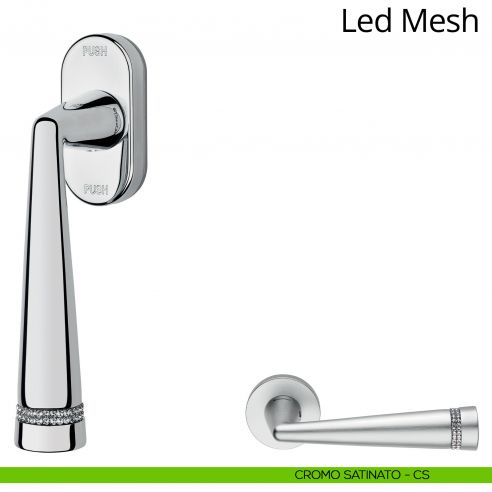 Maniglia Swarovski per finestra martellina DK antintrusione Led Mesh Linea Calì cromo satinato