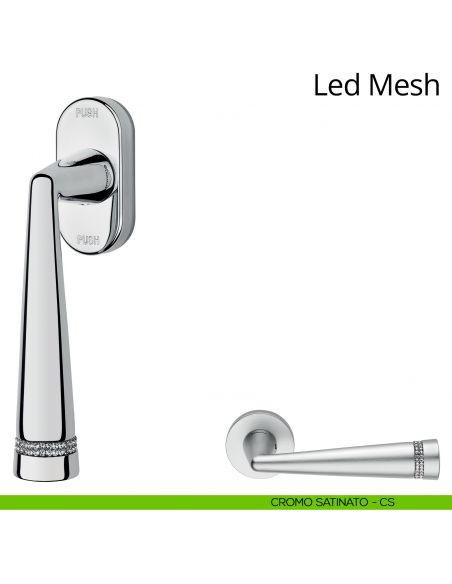 Maniglia Swarovski per finestra martellina DK antintrusione Led Mesh Linea Calì cromo satinato