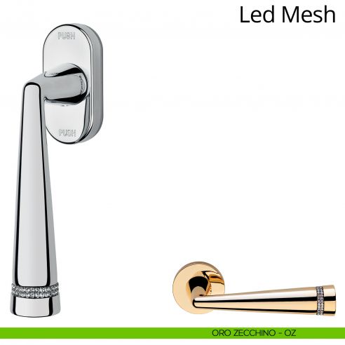 Maniglia Swarovski per finestra martellina DK antintrusione Led Mesh Linea Calì oro zecchino