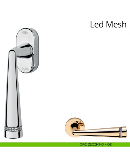 Maniglia Swarovski per finestra martellina DK antintrusione Led Mesh Linea Calì oro zecchino