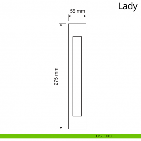 Maniglione per porta Lady Linea Calì con placca disegno