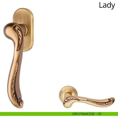 Maniglia per finestra martellina DK Lady Linea Calì oro francese