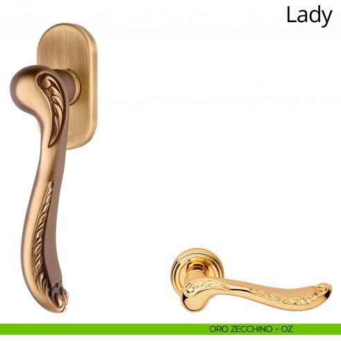 Maniglia per finestra martellina DK Lady Linea Calì oro zecchino