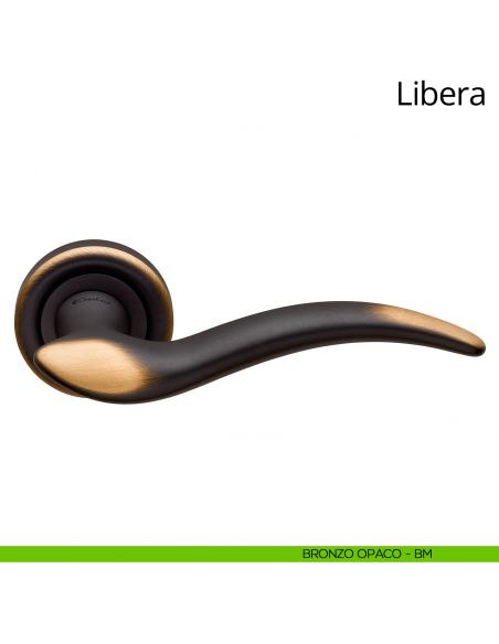 Maniglia per porta interna Libera Linea Calì rosetta tonda bronzo opaco