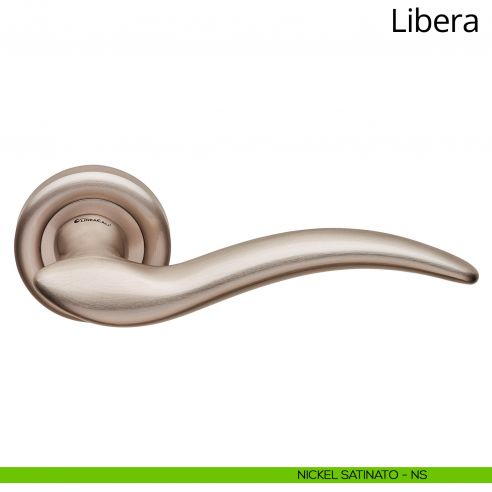 Maniglia per porta interna Libera Linea Calì rosetta tonda nickel satinato