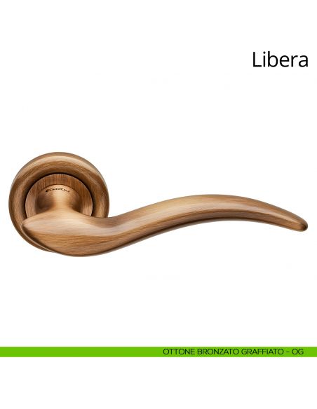 Maniglia per porta interna Libera Linea Calì rosetta tonda ottone bronzato graffiato