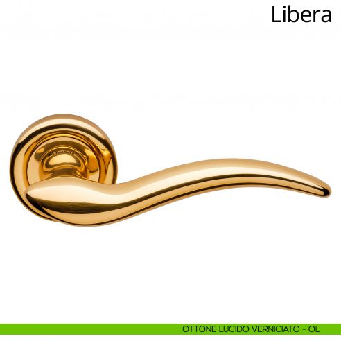 Maniglia per porta interna Libera Linea Calì rosetta tonda ottone lucido verniciato