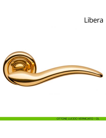 Maniglia per porta interna Libera Linea Calì rosetta tonda ottone lucido verniciato