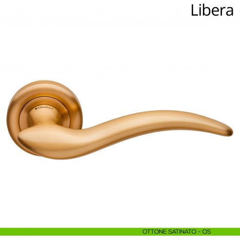 Maniglia per porta interna Libera Linea Calì rosetta tonda ottone satinato