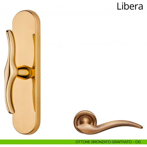 Maniglia per finestra cremonese Libera Linea Calì ottone bronzato graffiato