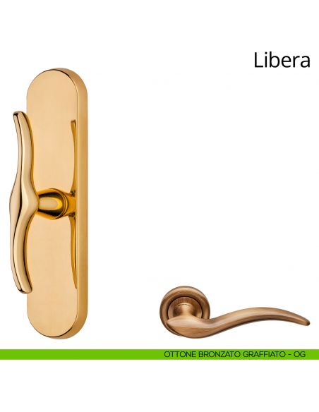 Maniglia per finestra cremonese Libera Linea Calì ottone bronzato graffiato
