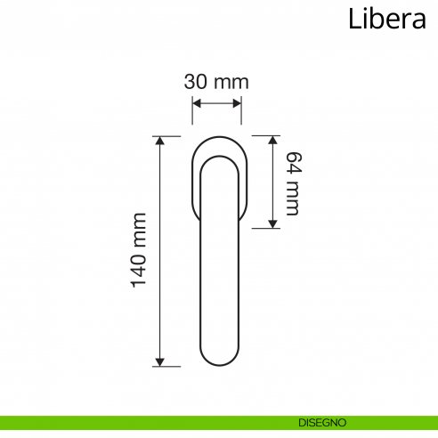 Maniglia per finestra martellina DK Libera Linea Calì disegno