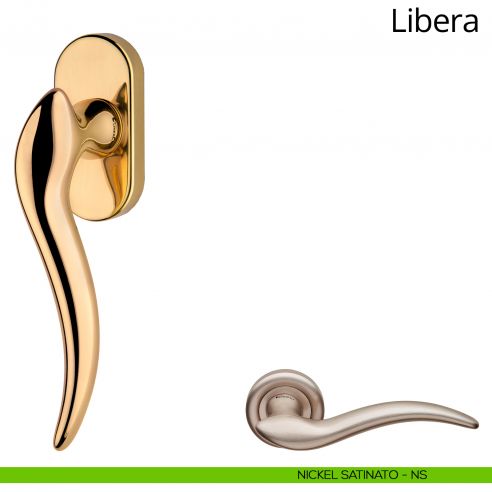 Maniglia per finestra martellina DK Libera Linea Calì nickel satinato