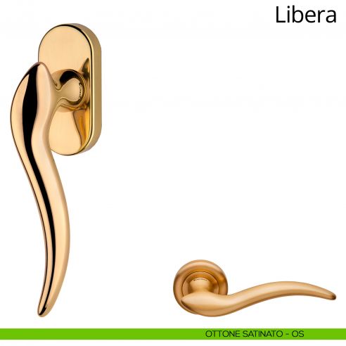 Maniglia per finestra martellina DK Libera Linea Calì ottone satinato