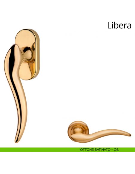 Maniglia per finestra martellina DK Libera Linea Calì ottone satinato