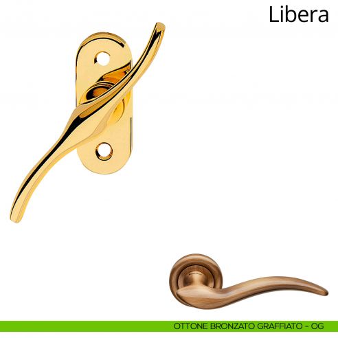 Maniglia per finestra martellina Libera Linea Calì ottone bronzato graffiato