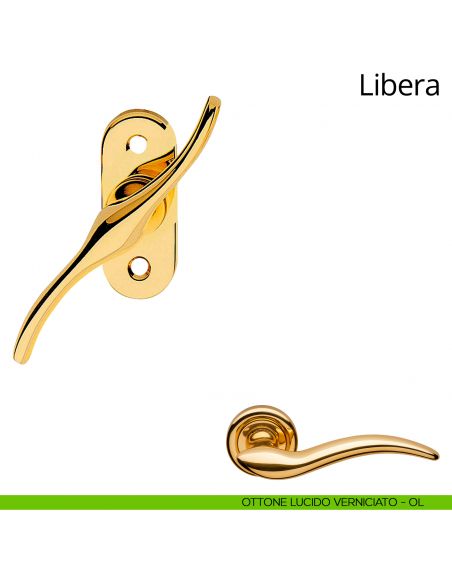 Maniglia per finestra martellina Libera Linea Calì ottone lucido verniciato