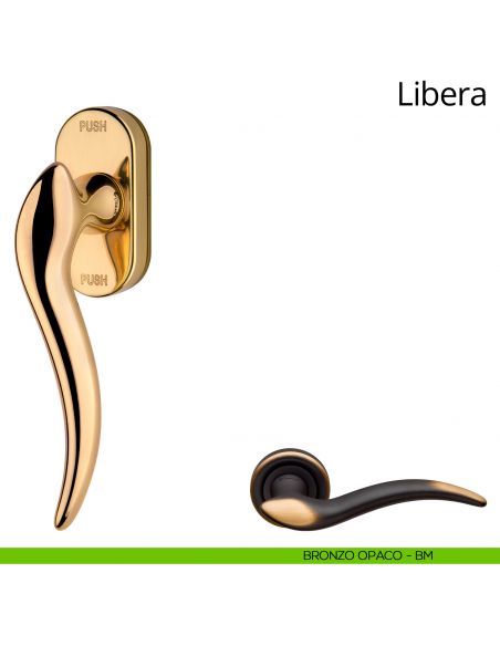 Maniglia per finestra martellina DK antintrusione Libera Linea Calì bronzo opaco